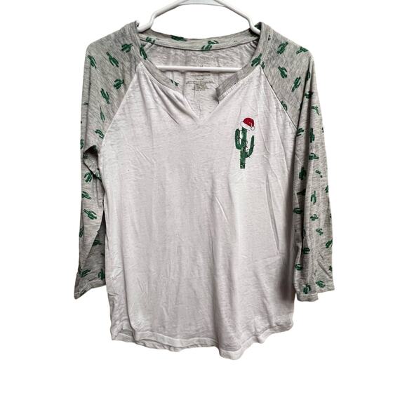 Grayson Threads Womens Santa Christmas Cactus Quarter Length Sleeve Shirt Medium - Picture 2 of 8